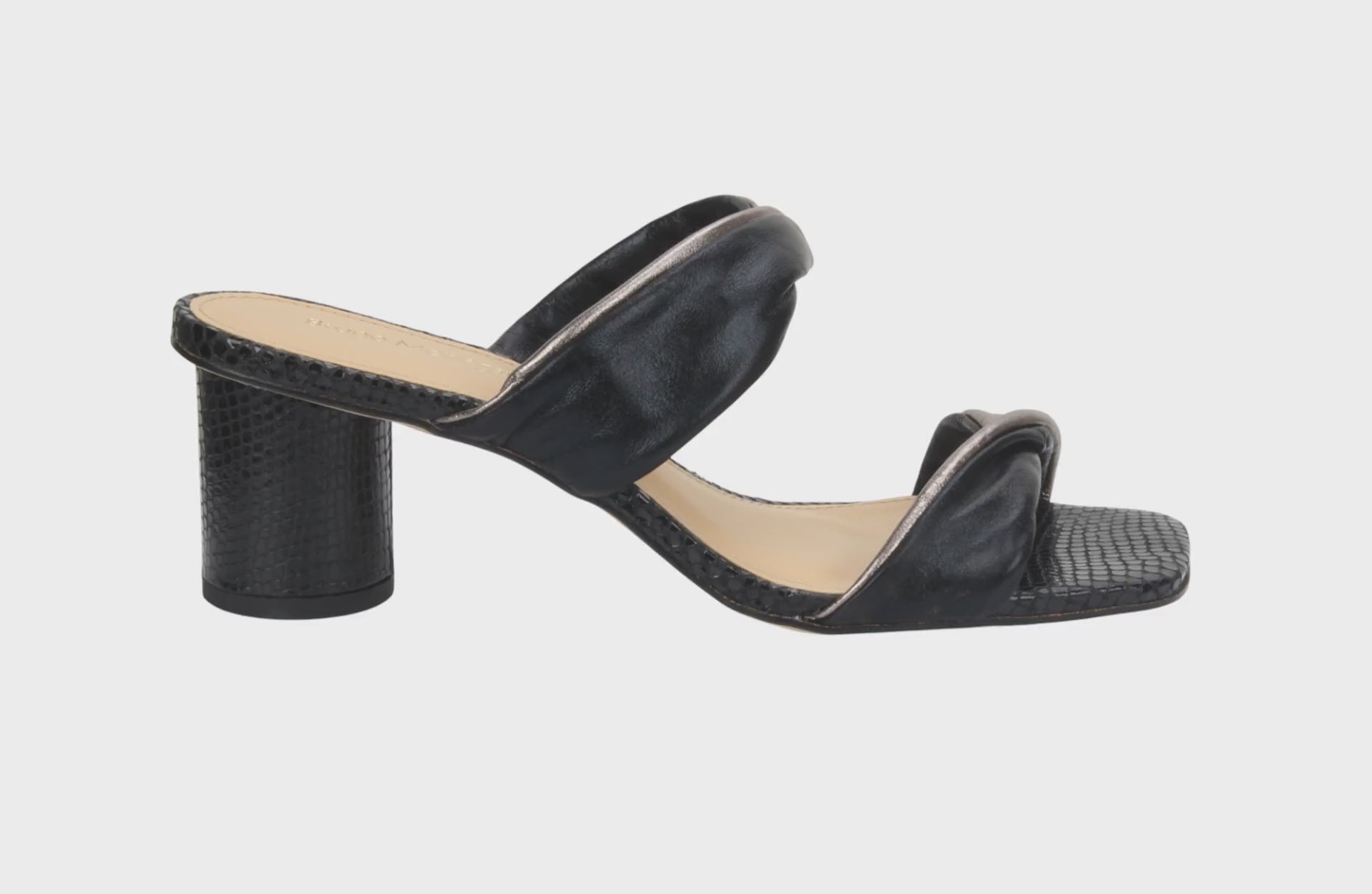 Bruno Menegatti Diana Heeled Slide Sandal - Black Onyx