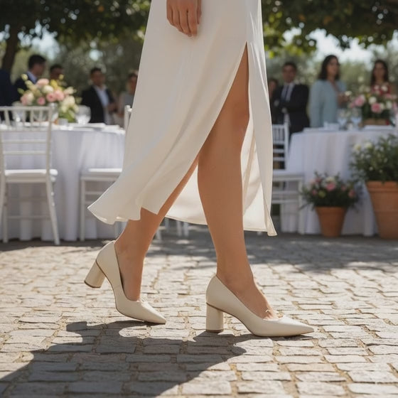 Carrano Classic Block Heel Pump - Latte