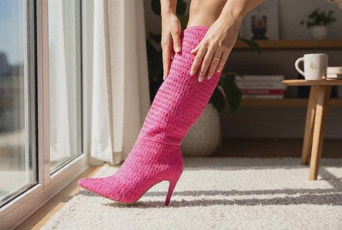 Bruno Menegatti Emily Tall Crochet Boot-Pink