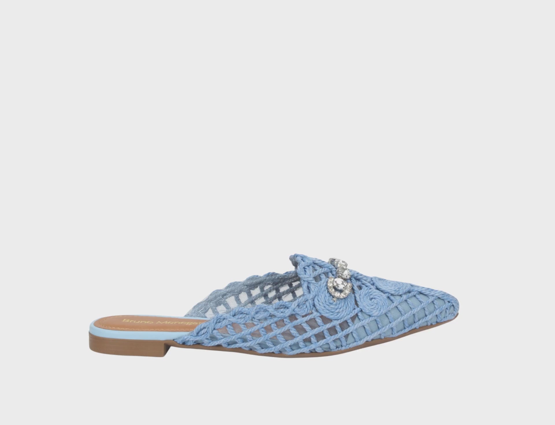 Bruno Menegatti Athina Woven Crochet Mule - Blue