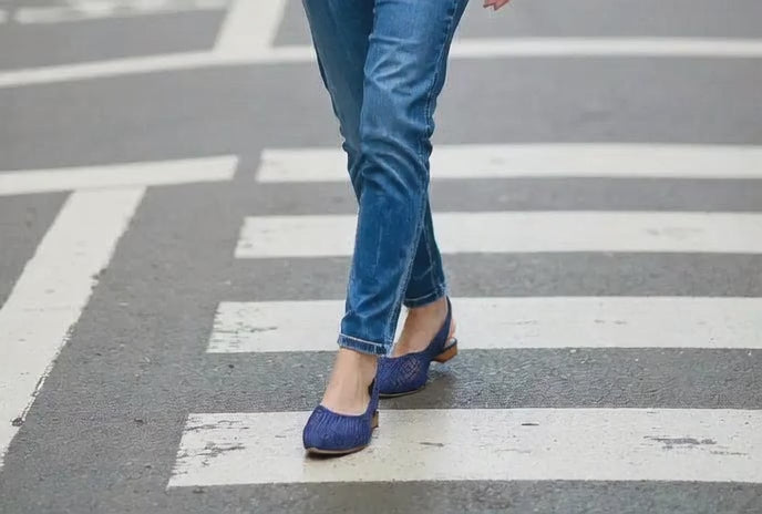 Bruno Menegatti Sandra Crochet Flat Slingbacks - Navy