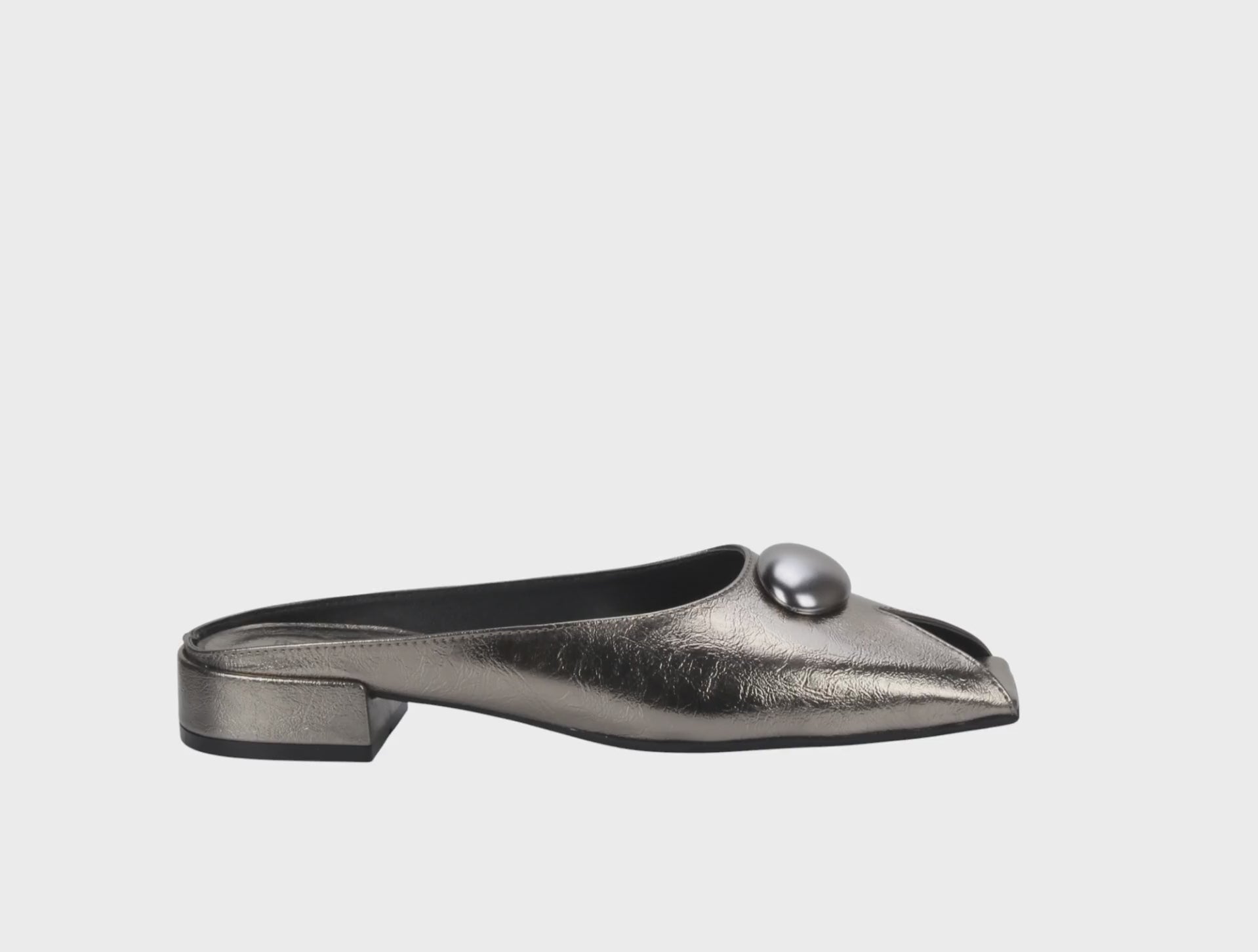 Bruno Menegatti Orly Peep toe Mule Patent Leather - Pewter