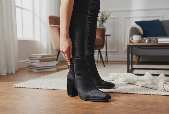 Carrano Ruby Leather Boot Calf Fur-Black