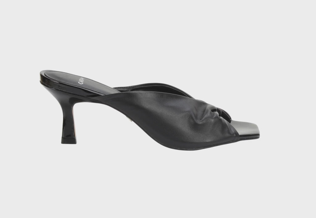 Carrano Sage Slide Leather/Patent Sandal- Black