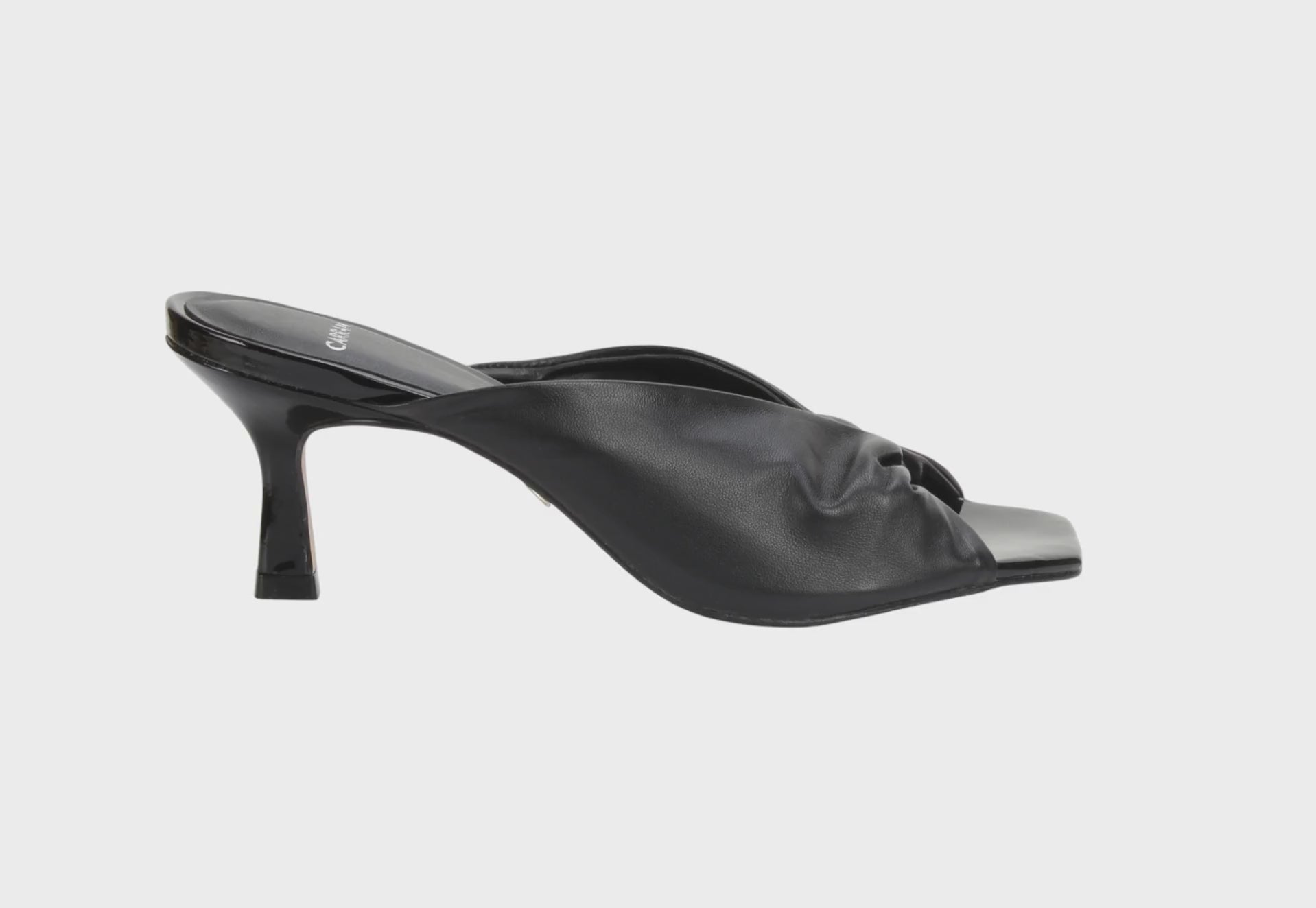 Carrano Sage Slide Leather/Patent Sandal- Black